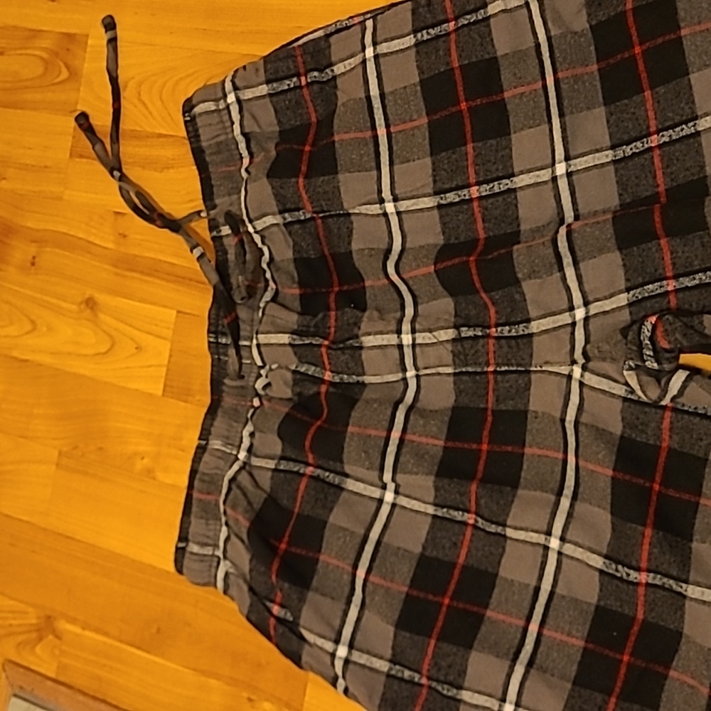 Drawstring plaid pajama pants